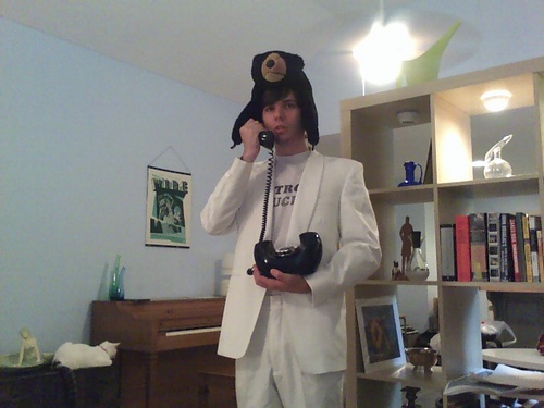 Me + White Tux + Bear Hat + Fancy Phone